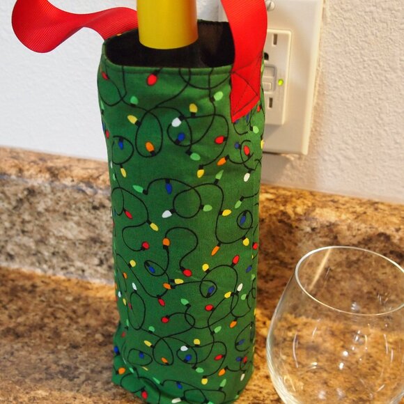 Handmade Wine Tote Bag Wine Bottle Bag Reusable Wine Bag Housewarming Gifts - Picture 4 of 7